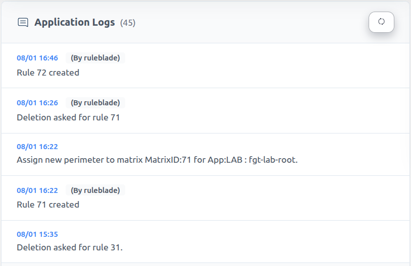 Ruleblade Guard application logs