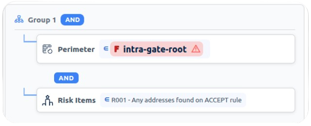 Interface de création de campagne avec risk items, niveau de risque et filtres de périmètre
